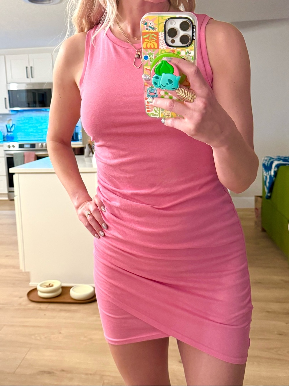 Pink Soft Jersey Knit Bodycon Leith Dress Small